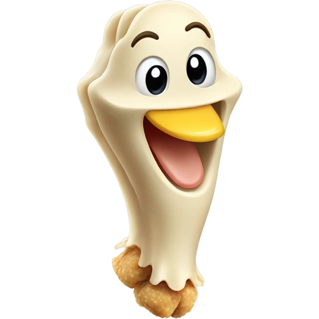 Happy face eating chicken bone emoji