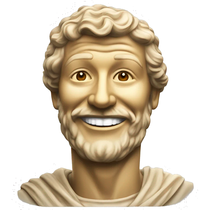 estatua de Marco Aurelio emperador estoico sonriendo emoji