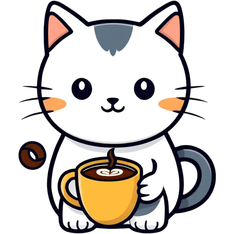 A cat wird a coffee  emoji