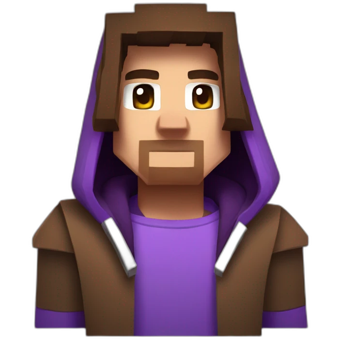 Minecraft skin with brown hair and a purple hoodie with a g on it emoji