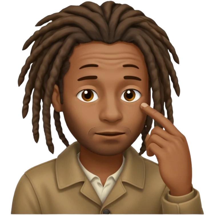 Black man with dreads wiping his nose with index finger emoji