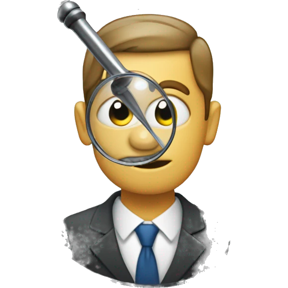 Magnifying glass man with suit emoji