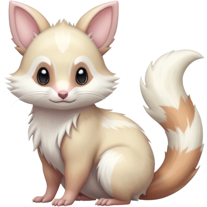 White Silvery Light Grey Pastel Albino Furret-Linoone-Eevee-fusion emoji