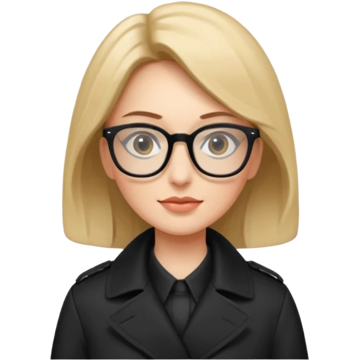 woman in black trenchcoat and glasses emoji