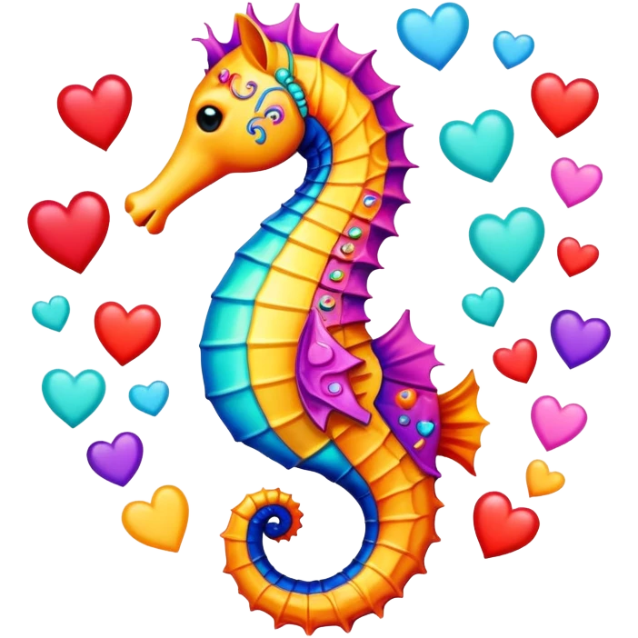 seahorse with hearts around it emoji