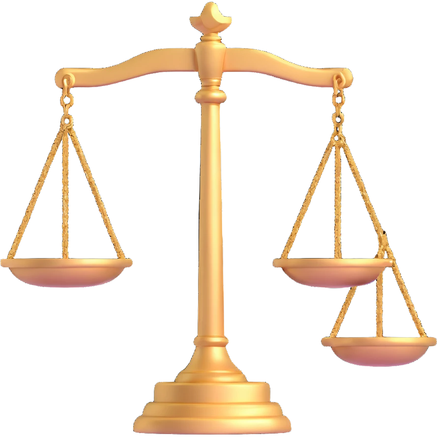 3D scales of justice with gavel emoji