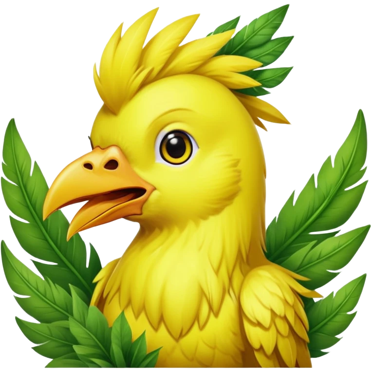 Chocobo eating gysahl greens, yellow bird munching on green leaves emoji