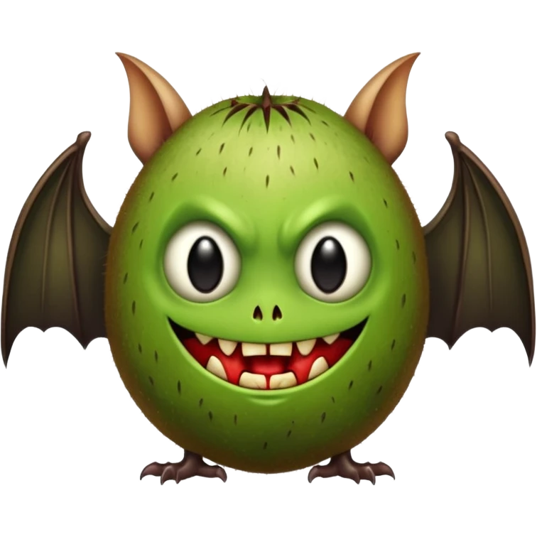 Kiwi fruit with vampire face and bat wings  emoji