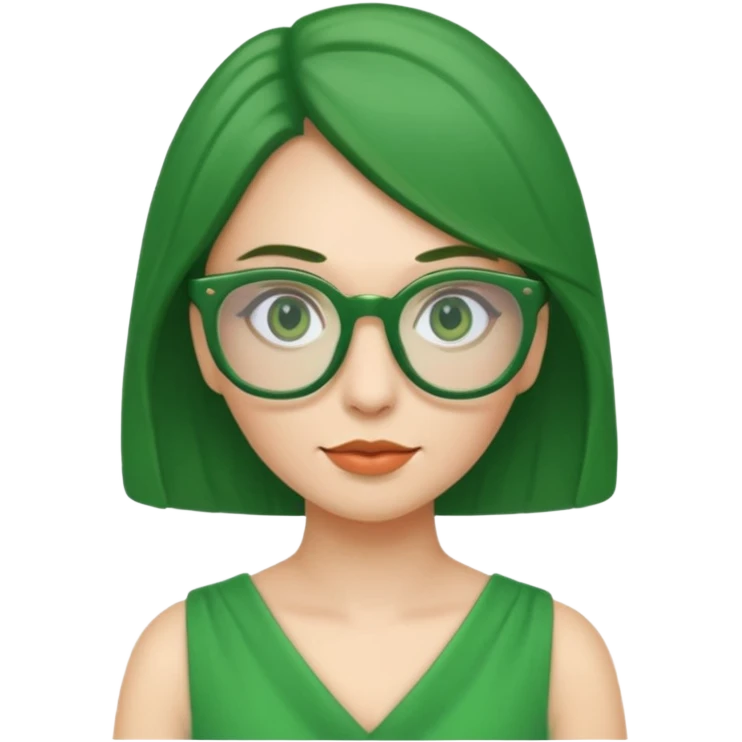 green glasses and green dressed woman emoji