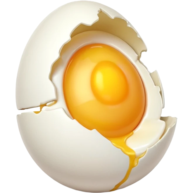 egg object icon, cracked egg with yolk, 3D cartoon, mobile game icon style, clean background, no text, no watermark
 emoji