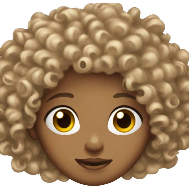 CBrown curly hair with light skin and love eyes  emoji