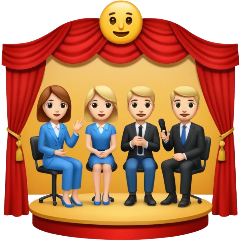 interview, three people, on stage emoji