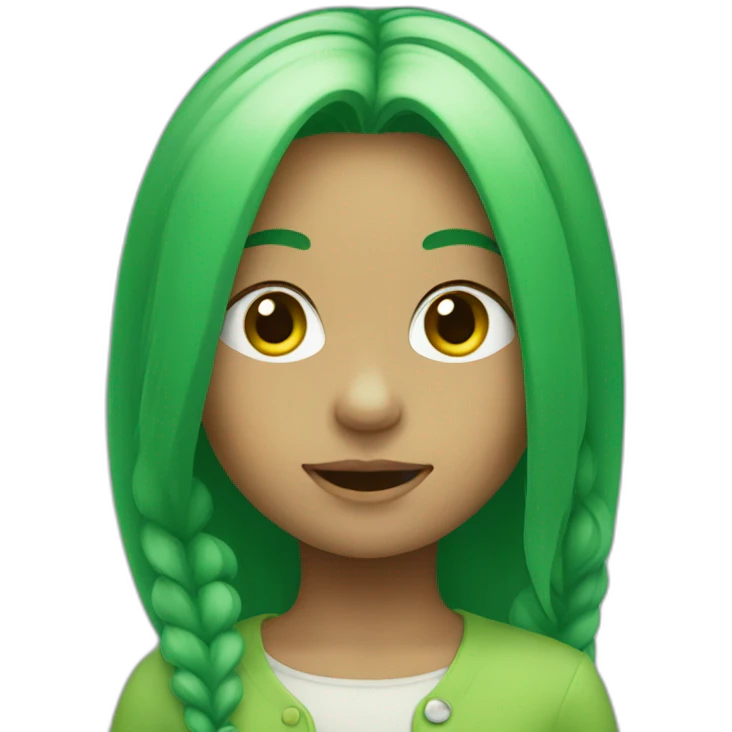 green-haired little girl with white beard emoji