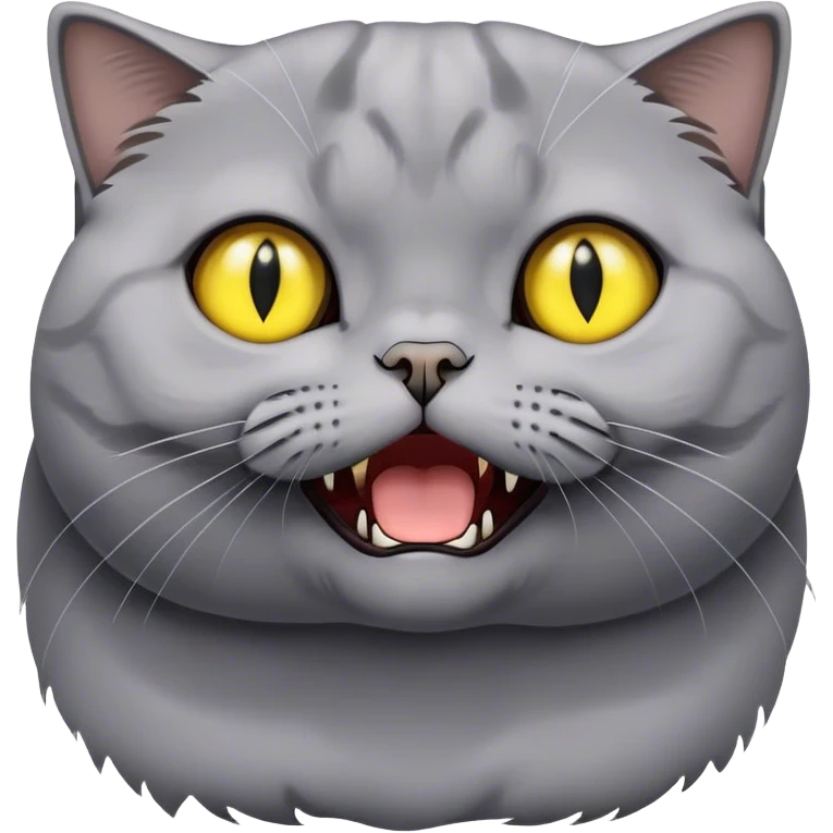 scottish fold british shorthair mix gray cat hissing emoji