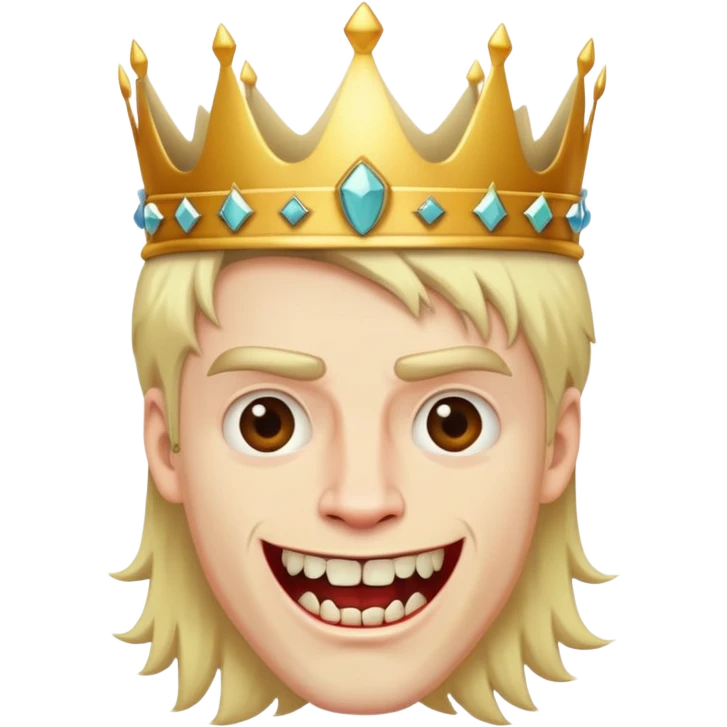 Blond hair man with fangs and a crown emoji