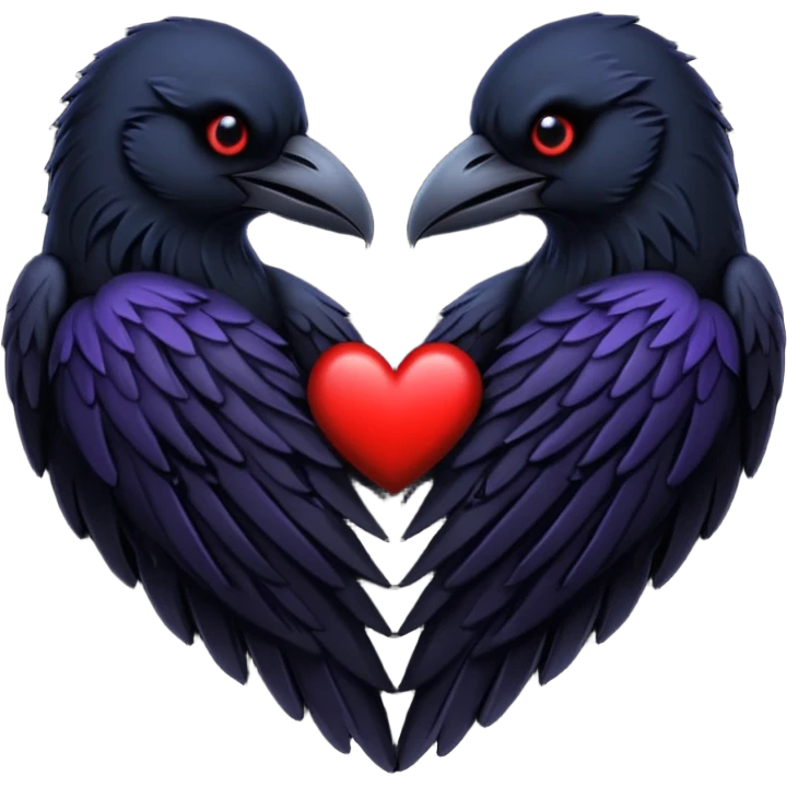 emo heart with night sky and dark ravens emoji
