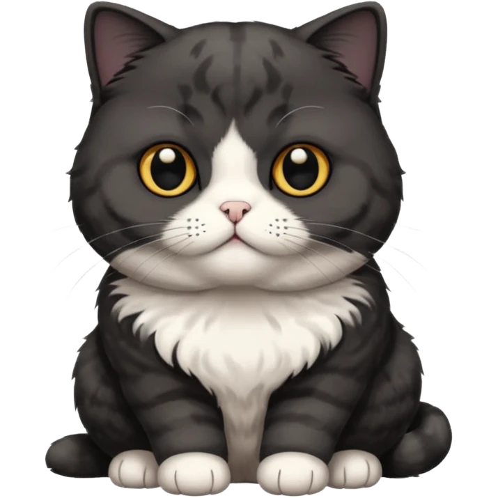 black Scottish fold cat with white spot on the chest emoji