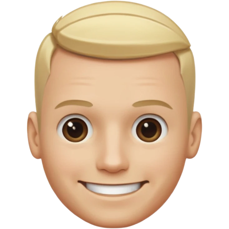 Male, no glasses, blonde hair, right side of hair shaved with a machine, face turned towards the camera emoji