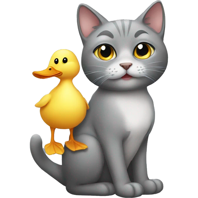 gray cat with duck  emoji