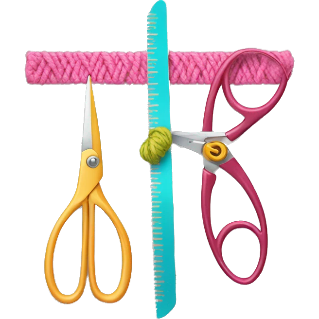 yarn ruler and scissors combines emoji