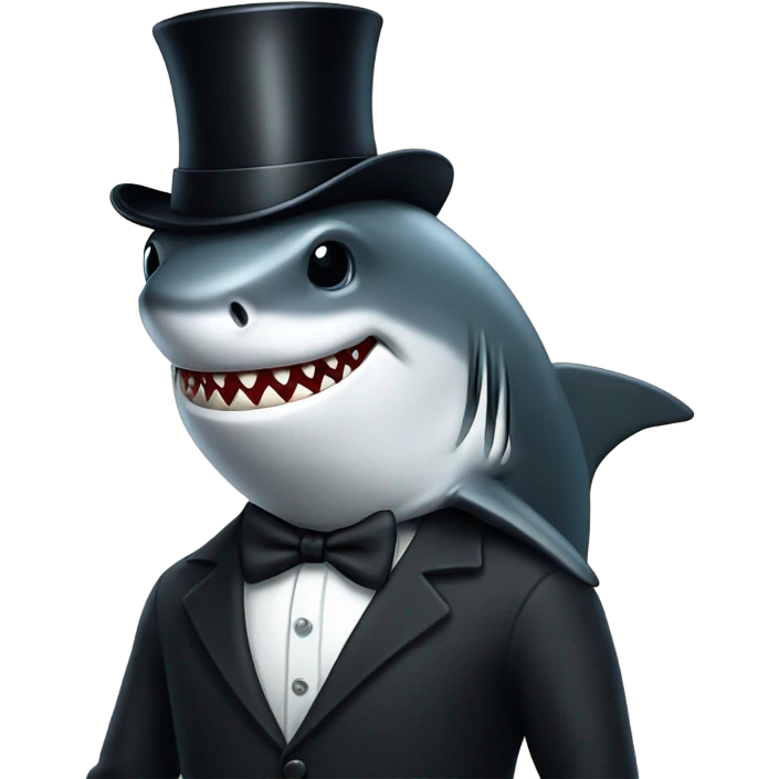 Shark with a top hat emoji