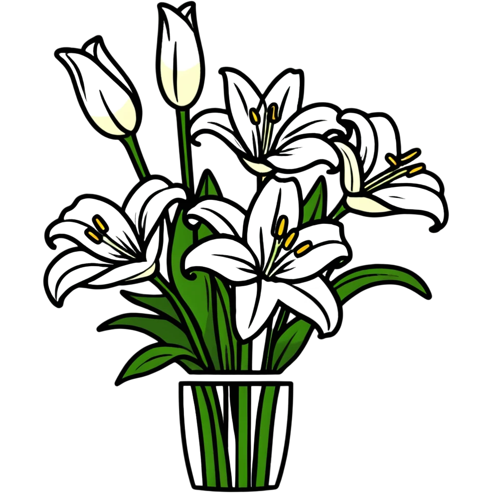 beautiful arrangement of white lily flowers in a bouquet emoji
