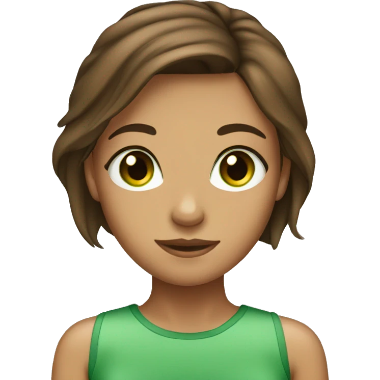Tan girl with brown hair and green eyes emoji