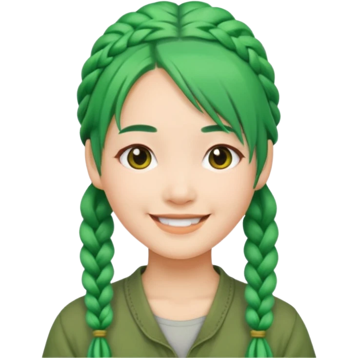 chinese green haired tourist with braids emoji