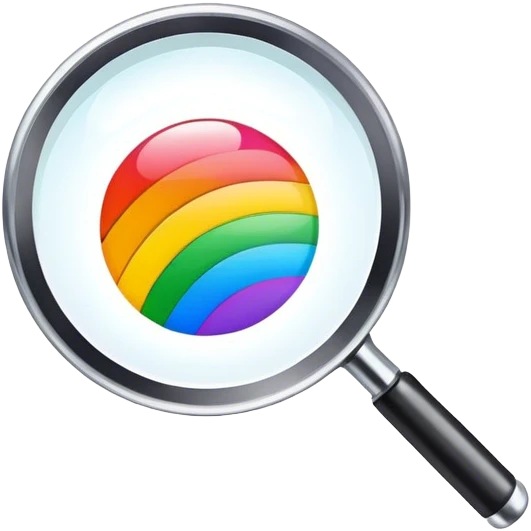 rainbow colored magnifier completely emoji