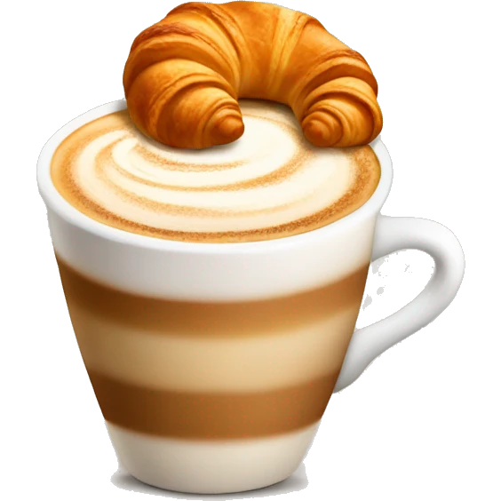 Cup of cappuccino with croissant emoji