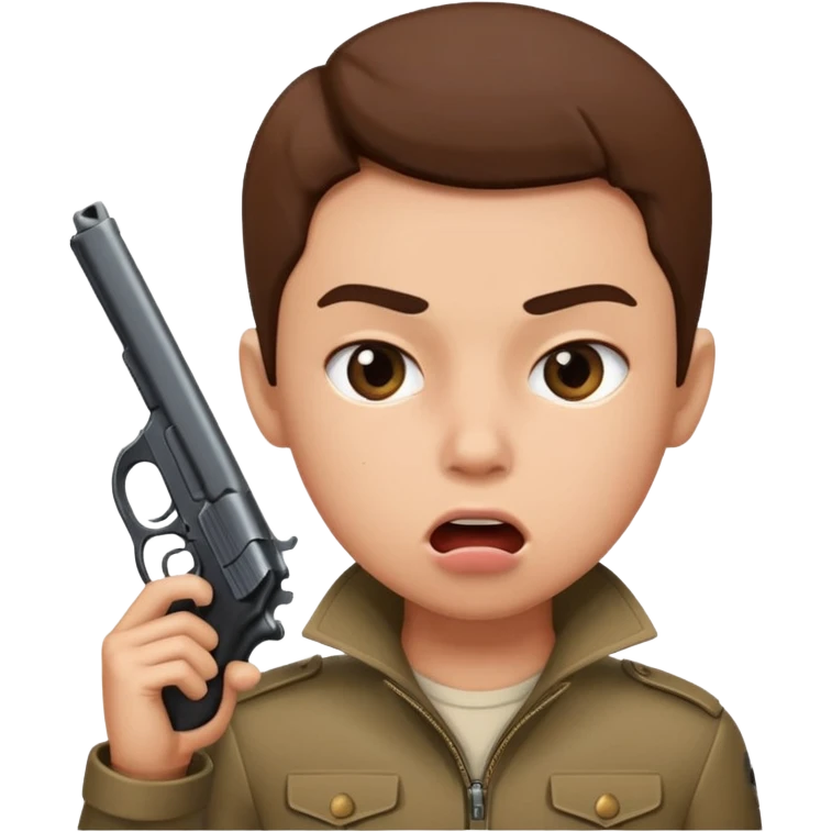 Gun pointing at a person’s mouth emoji