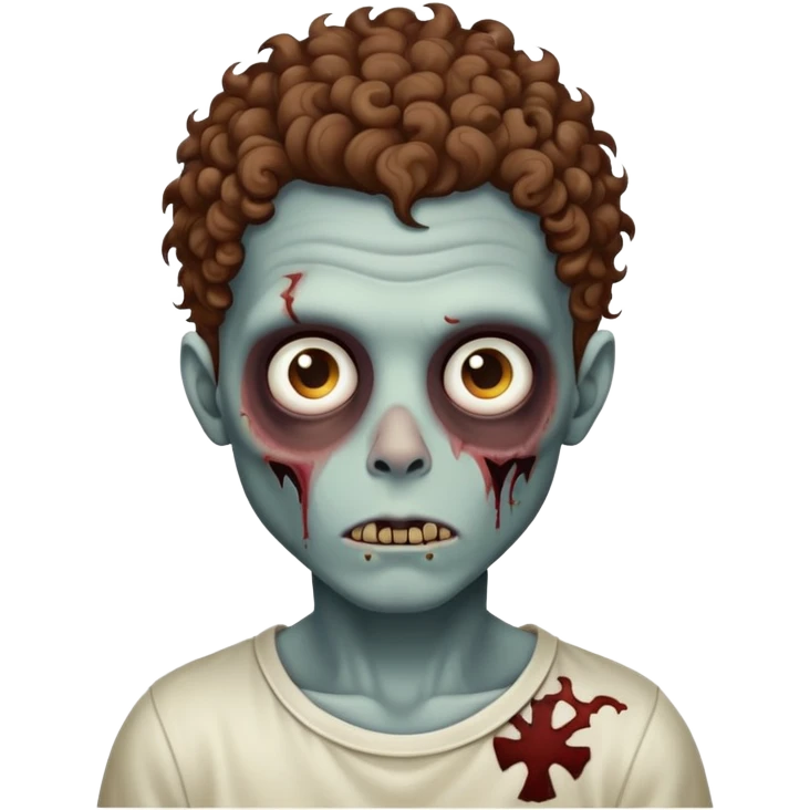 zombie boy with curly brown hair emoji