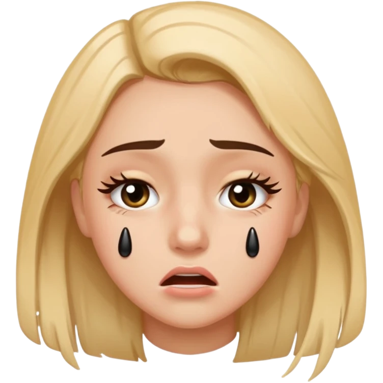 Mascara running down face from crying girl emoji