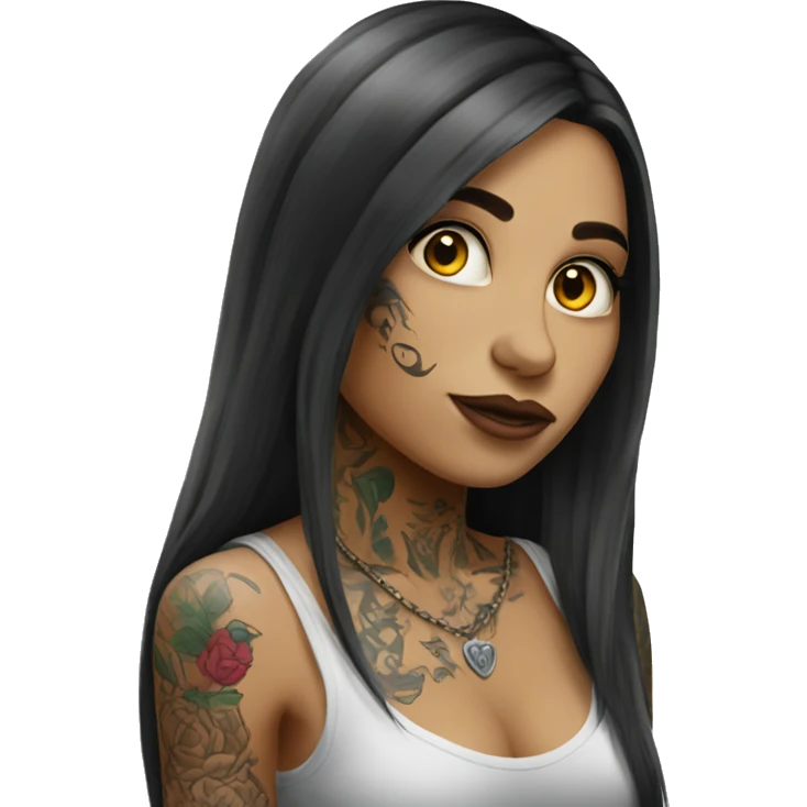tattooed woman very attractive long hair emoji