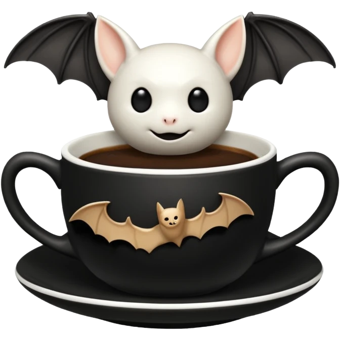 a coffeecup with a bat on it emoji