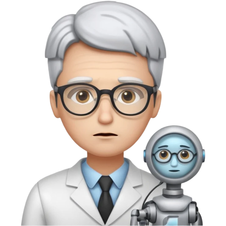 Sad lonely futurologist talking to AI emoji