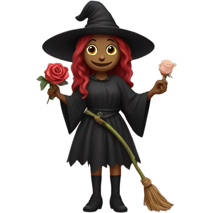 Witch holding a rose emoji