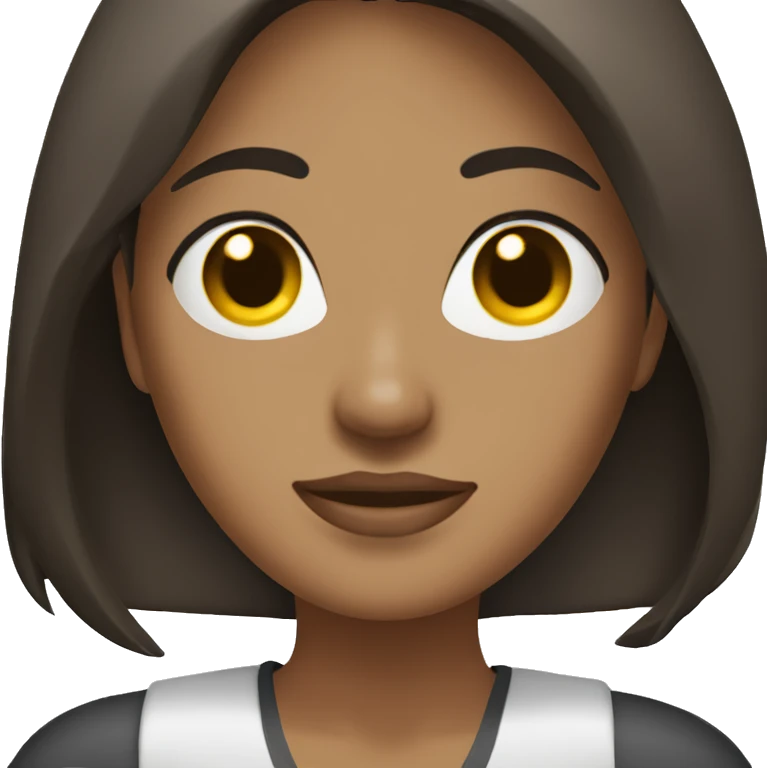 dark brown shoulder length hair, office travel girl emoji