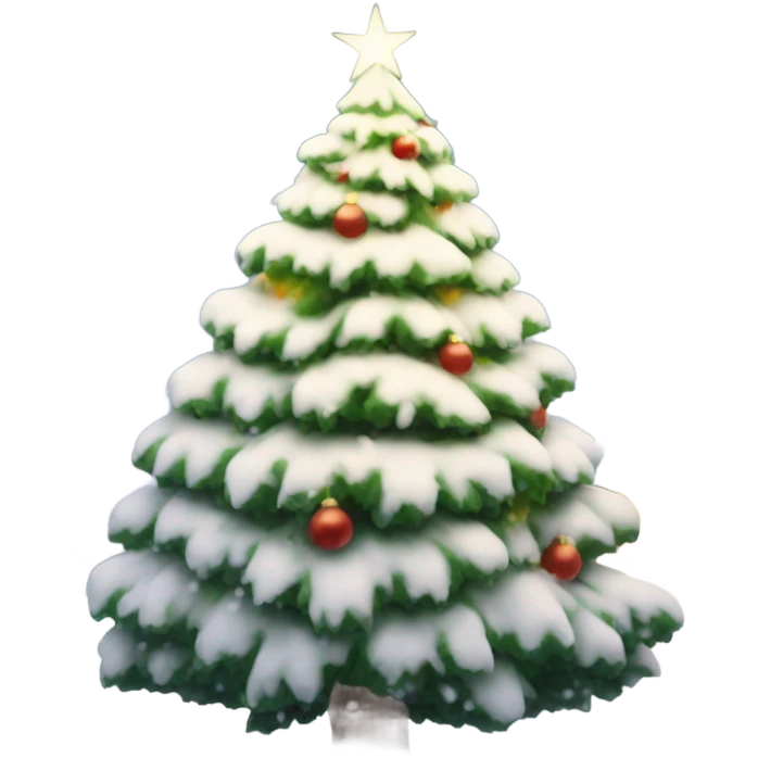Merry Christmas with a beautiful Christmas tree and snow emoji