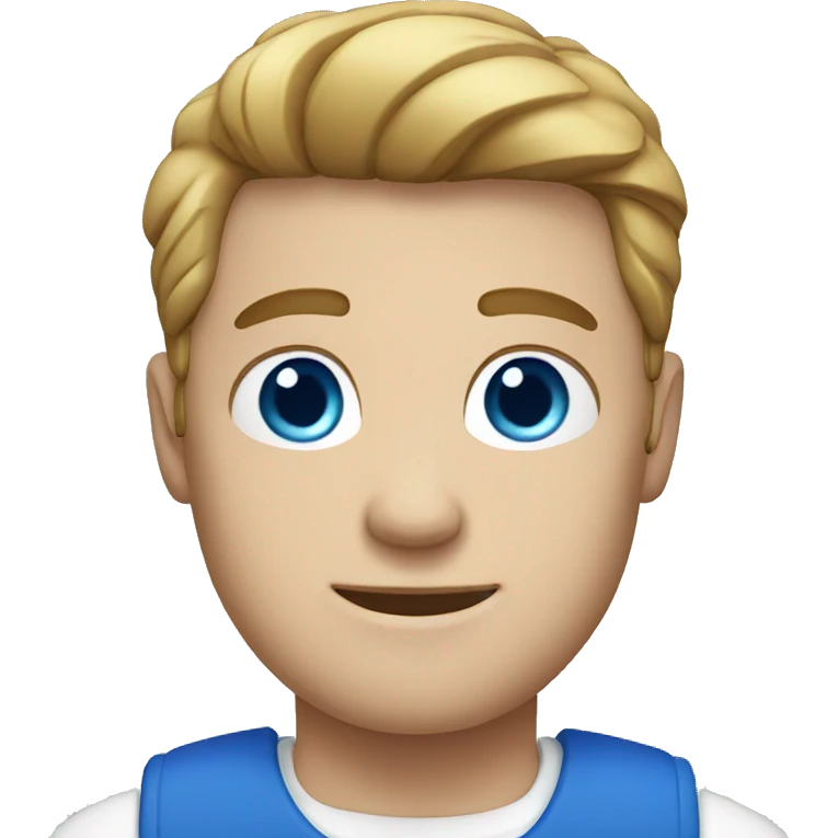 White guy with a blue vest blue eyes emoji