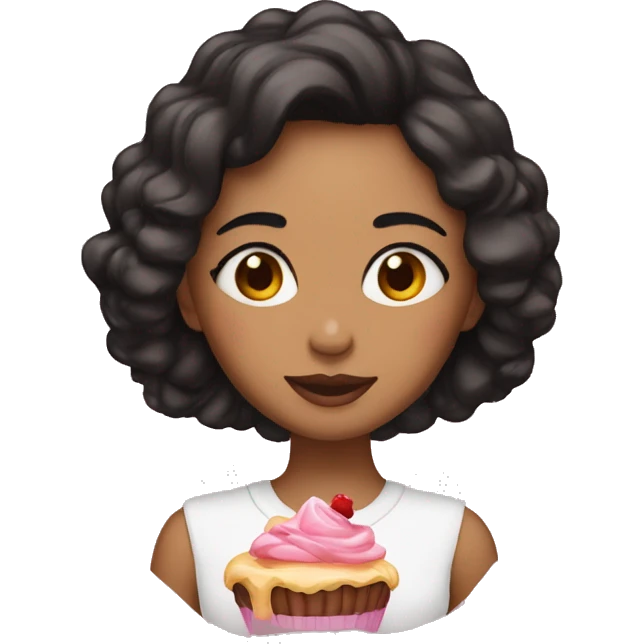 Mulher morena que faz doces emoji