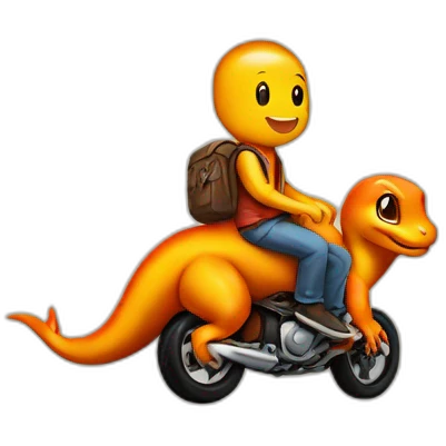 Ryan gosling riding a charmander emoji