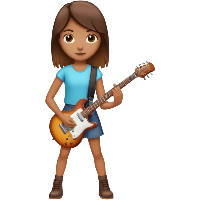 Tan girl with brown highlights and electric guitar  emoji