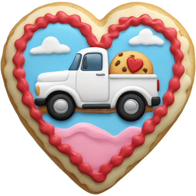 cookie heart with truck emoji