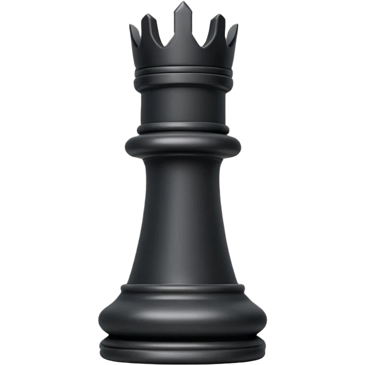 black rook chess piece emoji, classic castle tower shape, blocky top emoji