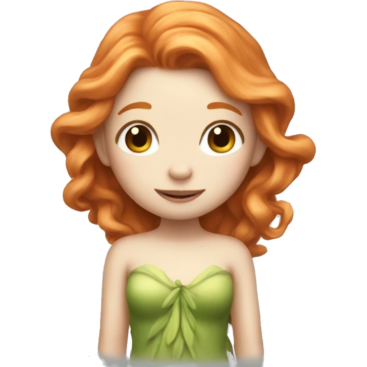 a white skin fairy, long ginger hair and wings emoji