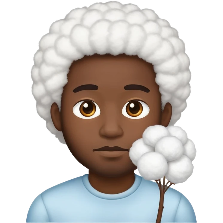 Black man with cotton emoji