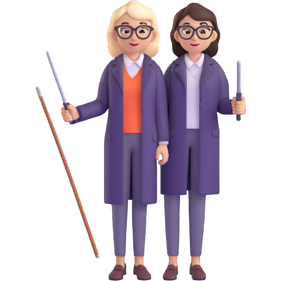 full body profesora with glasses and pointer emoji