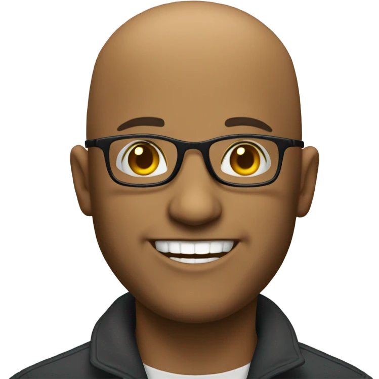 bald man with glasses smiling emoji