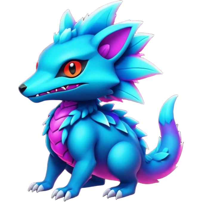 Dark bright neon colorful edgy exotic Fakémon-Pokémon-Vernid-creature emoji